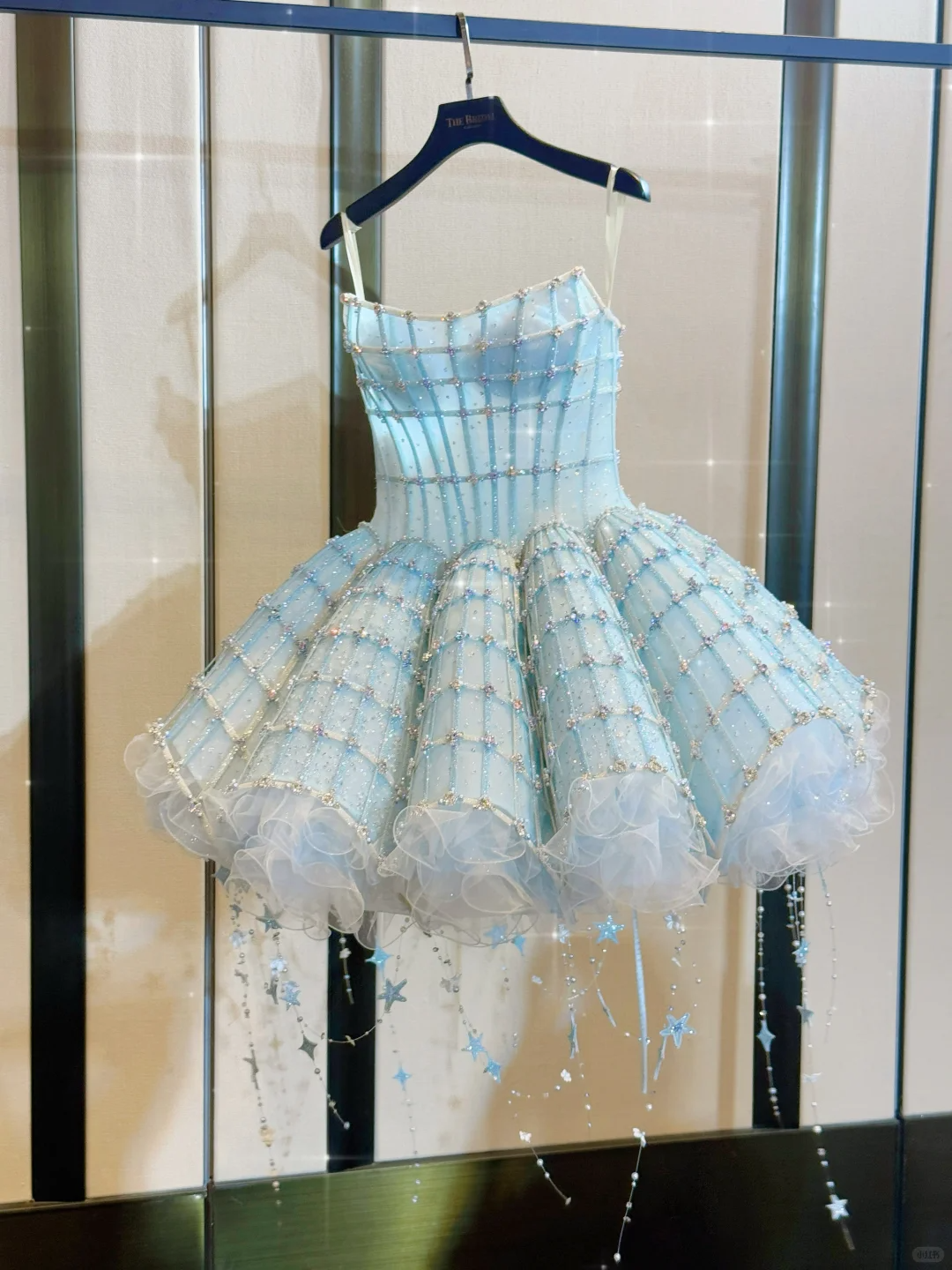 Classy Blue Strapless Tulle Beaded A Line Princess Birthday Dress Formal Homecoming Dress