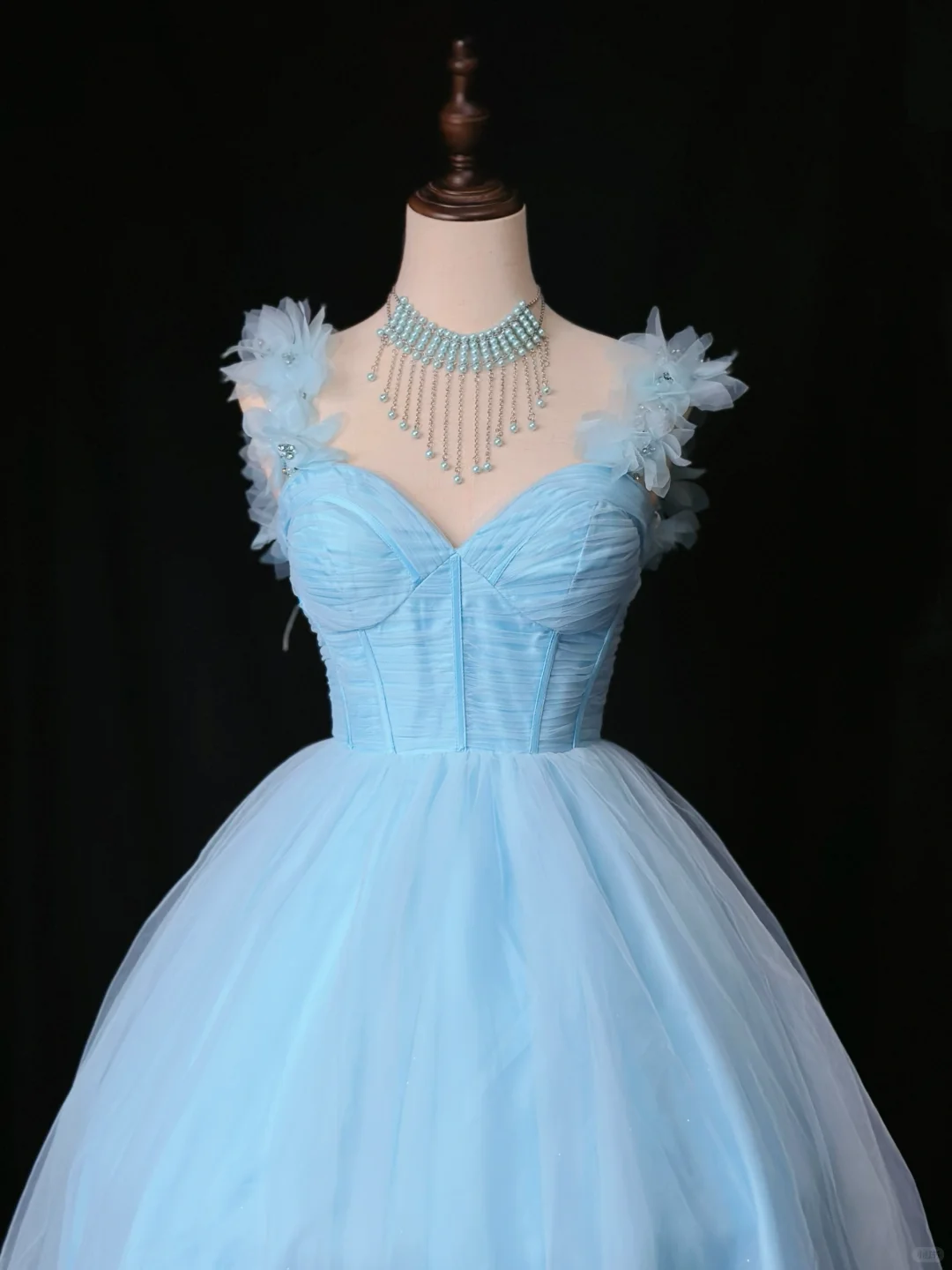 Elegant Blue A Line Tulle Beaded Homecoming Dress Mini Birthday Outfits - VelvetHem