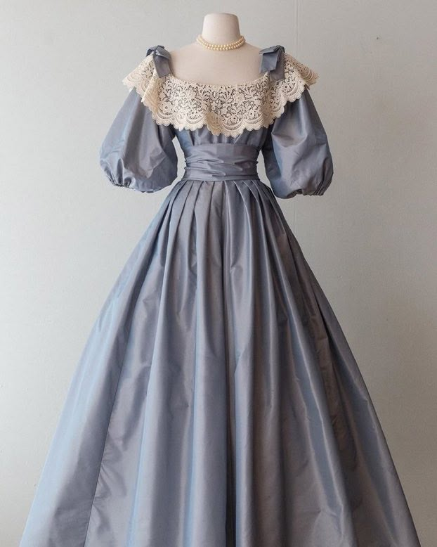 Cute Lace Satin A Line Party Evening Dress,Blue Prom Dress - VelvetHem