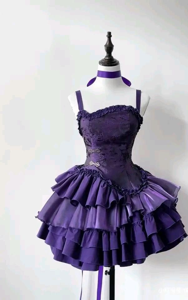 Classy Purple Spaghetti Straps Satin Layered A-Line Short Party Dress Homecoming Dress