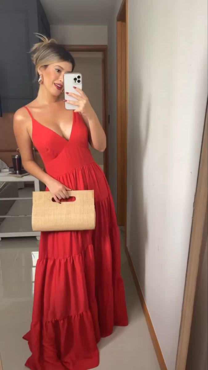 Charming Red A-line V Neck Long Evening Dress Y5925 - VelvetHem