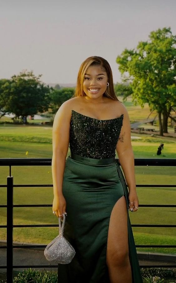 Charming Green Strapless Prom Dress,Green Formal Gown - VelvetHem