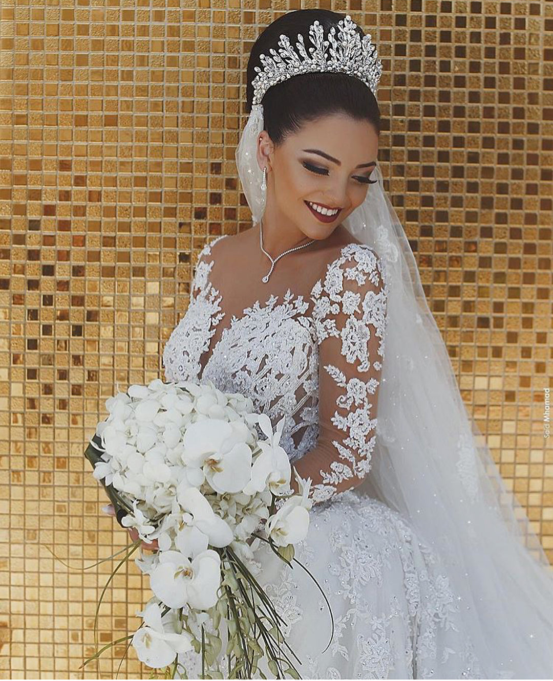 Glamorous Long Sleeve Lace Wedding Dress Mermaid Designer Bridal Gowns Online