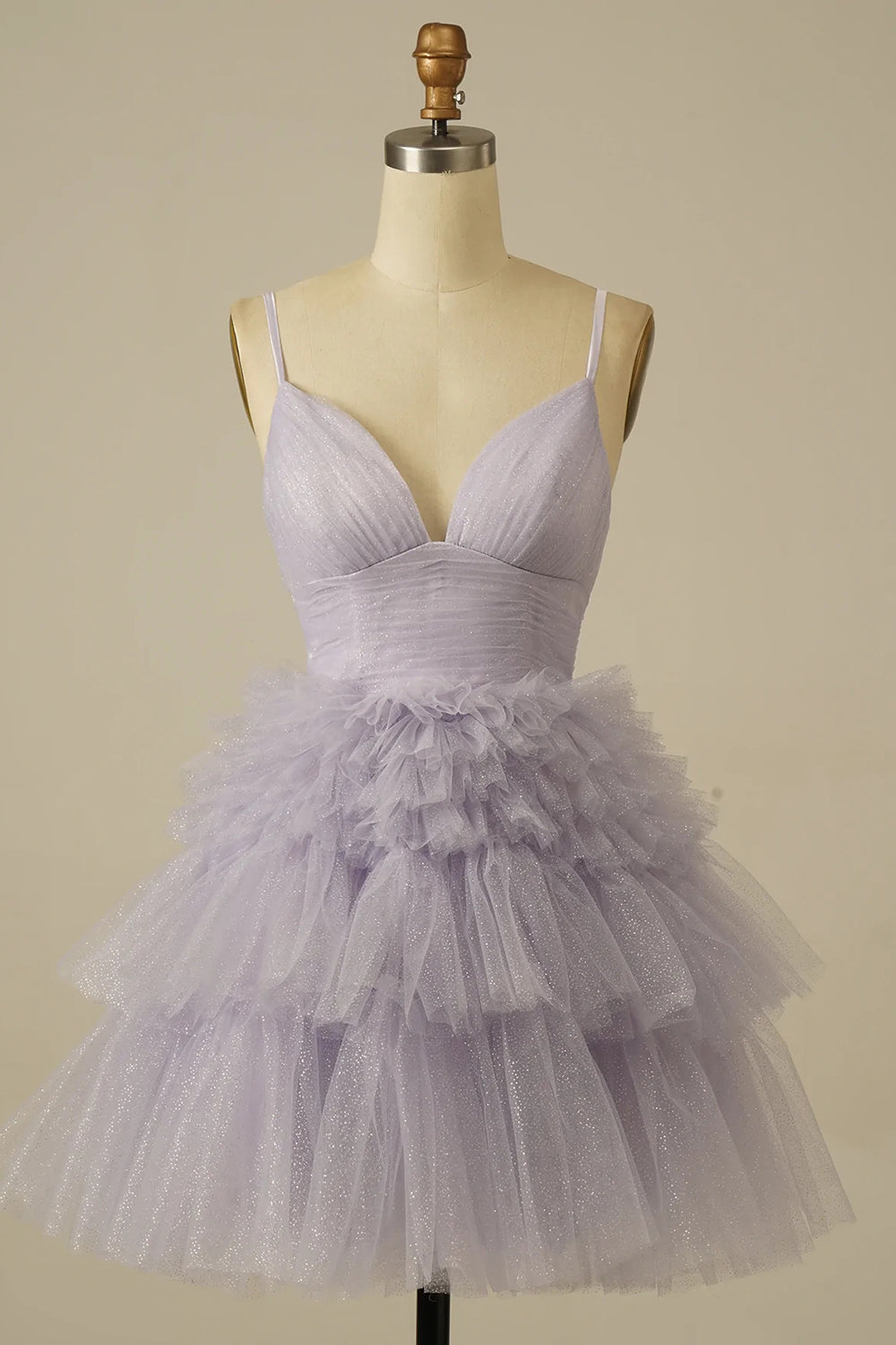 Glitter Navy Homecoming Dresses A-Line Tulle Tiered Short Cocktail Dresses