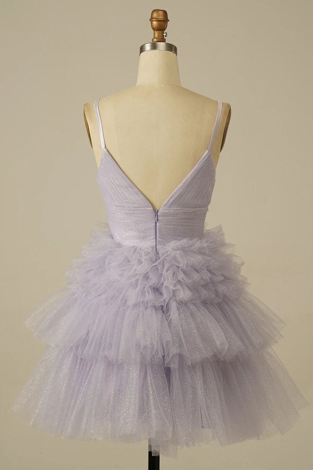 Glitter Navy Homecoming Dresses A-Line Tulle Tiered Short Cocktail Dresses