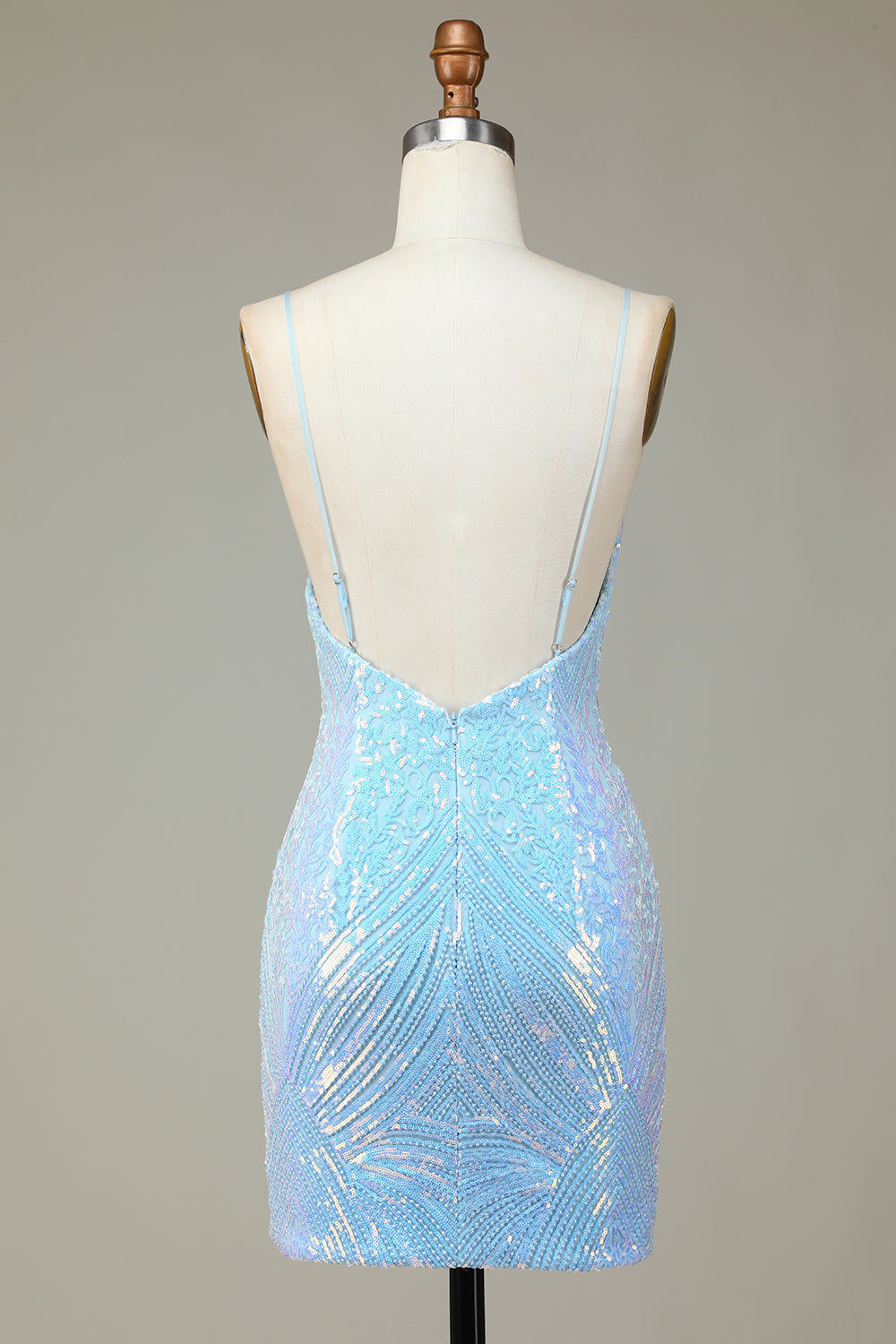 Glitter Blue Homecoming Dresses Sequin Tight Short Cocktail Dresses