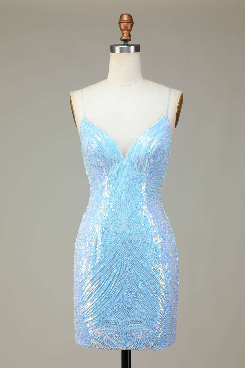 Glitter Blue Homecoming Dresses Sequin Tight Short Cocktail Dresses