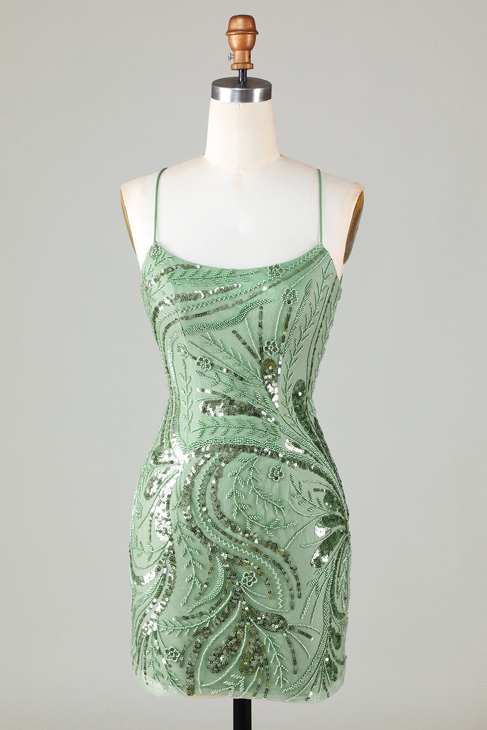Glitter Green Homecoming Dresses Sequin Tight Beaded Short Cocktail Dresses