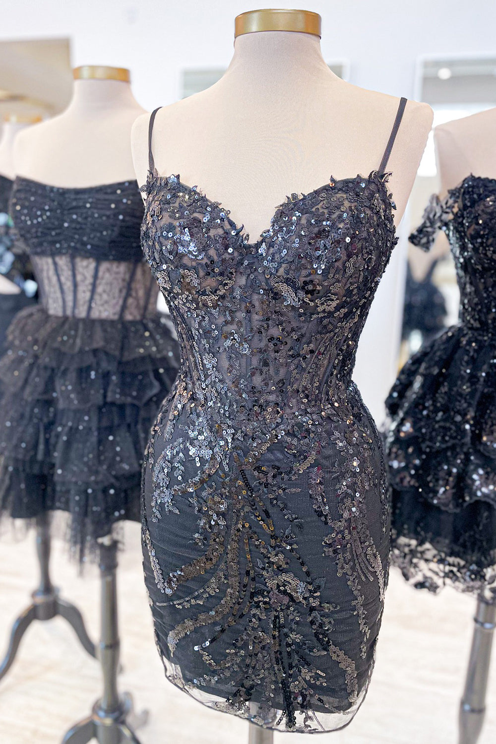 Glitter Lilac Homecoming Dresses Corset Sequin Tight Short Cocktail Dresses with Appliques