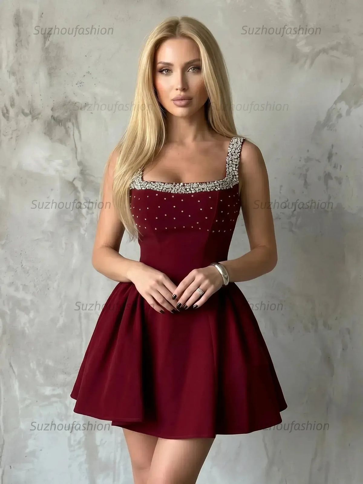 Suzhoufashion Glitter Mesh Mini Dress with Tiered Ruffles Homecoming Dresses