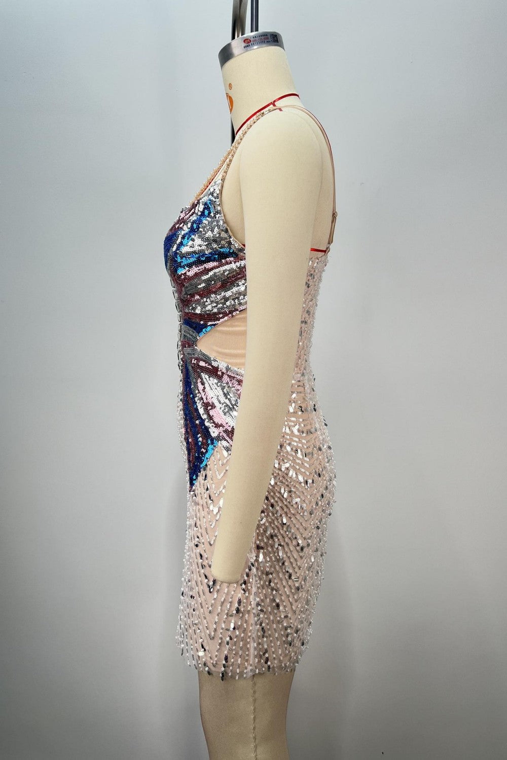 Glittering Butterfly Rhinestone Bodycon Homecoming Dress with Cutout Sides - View 5 | VelvetHem
