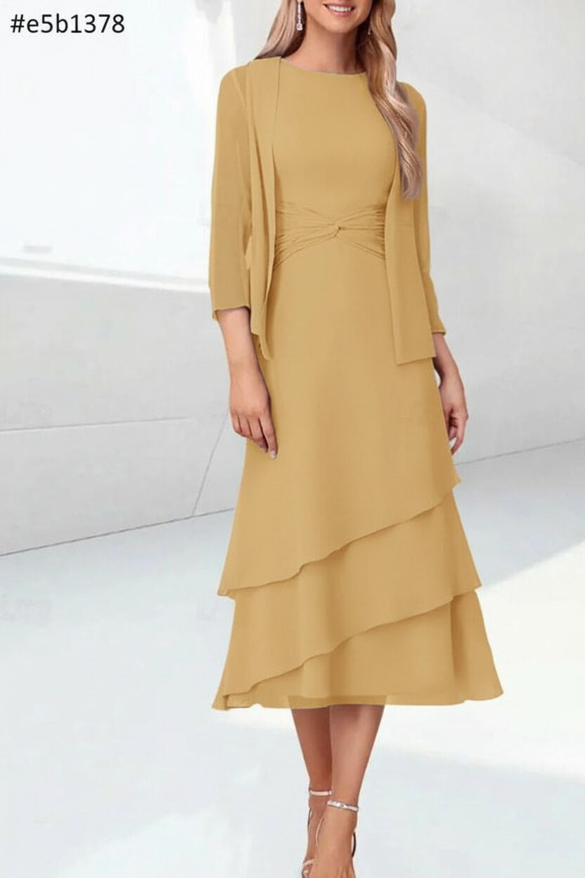 Mint Green Mother of the Bride Dress Chiffon Two Piece Wedding Guest Dress