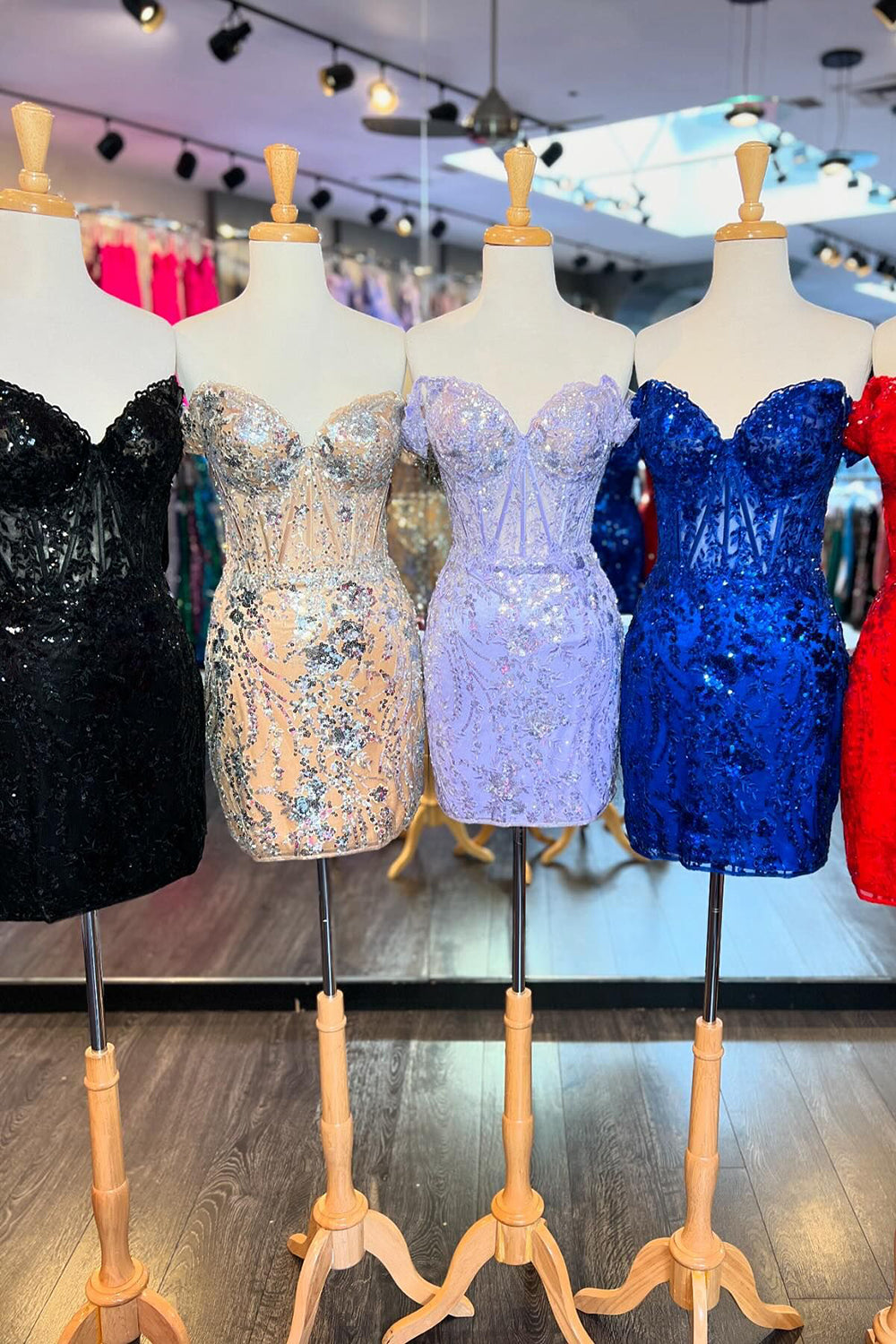 Golden Homecoming Dresses Off The Shoulder Corset Tight Short Cocktail Dresses