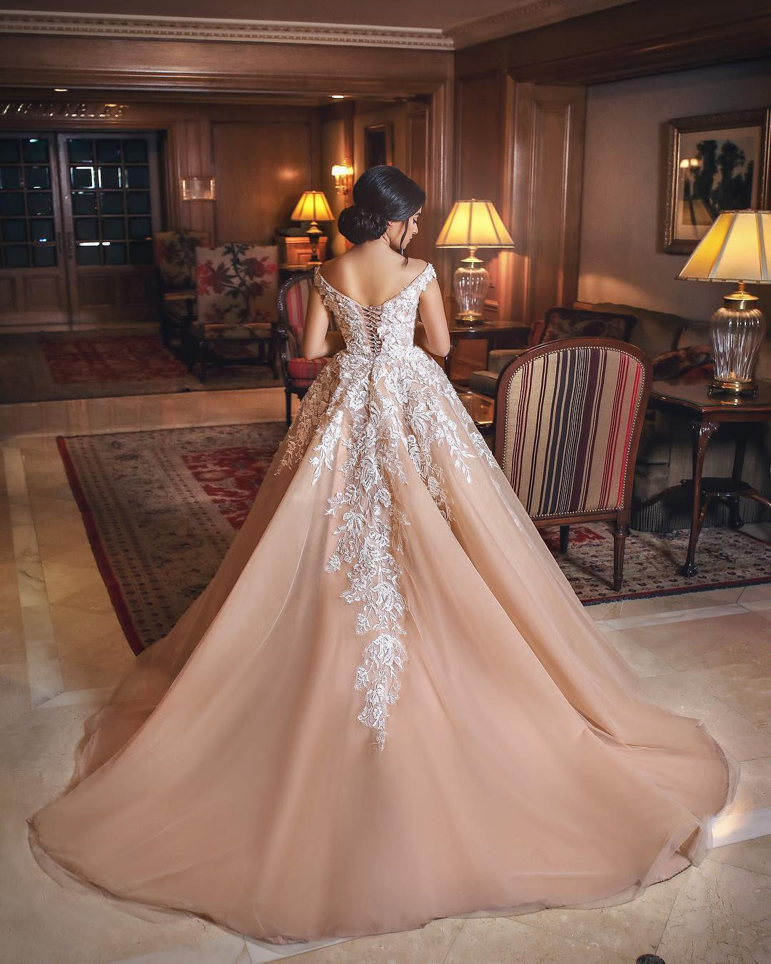 Gorgeous Champagne Appliques Wedding Dresses | A Line Off-the-shoulder Bridal Gowns
