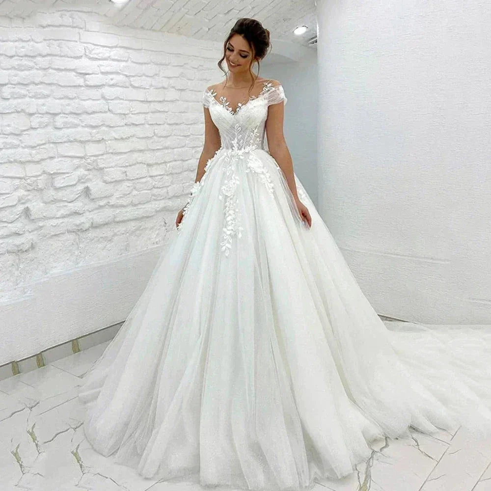 Gorgeous Women's Wedding Dresses A-Line 3D Lace Applique Bohemian Bridal Gowns Princess Formal Beach Party Sexy V-Neck 2023 Robe by payinti