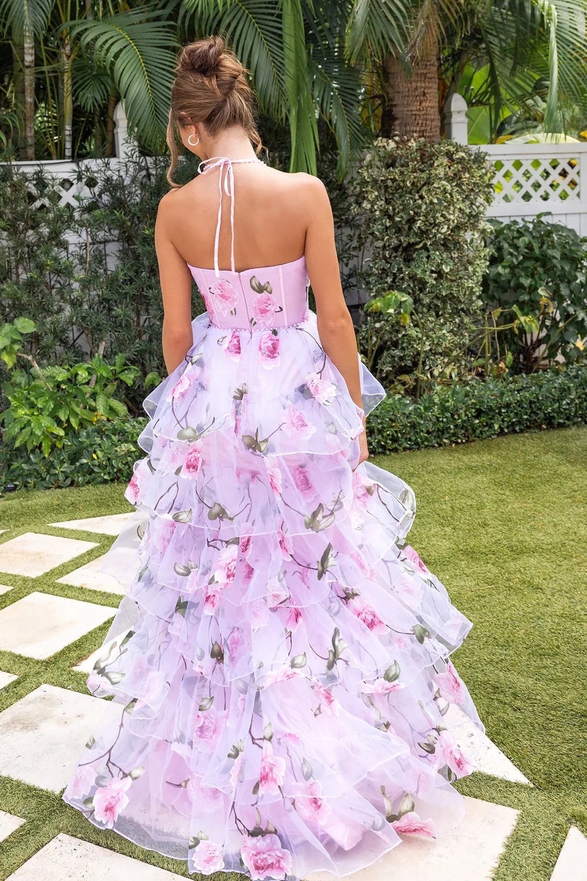 Gorgeous A Line Halter Neck Light Pink Corset Prom Dress with Pearls