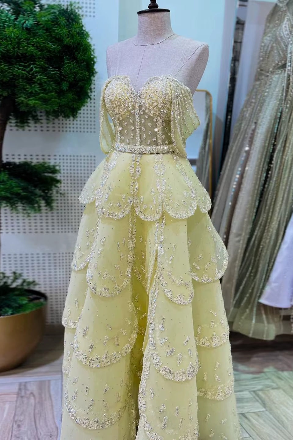 Gorgeous A Line Off the Shoulder Yellow Long Prom Dress with Beading - VelvetHem