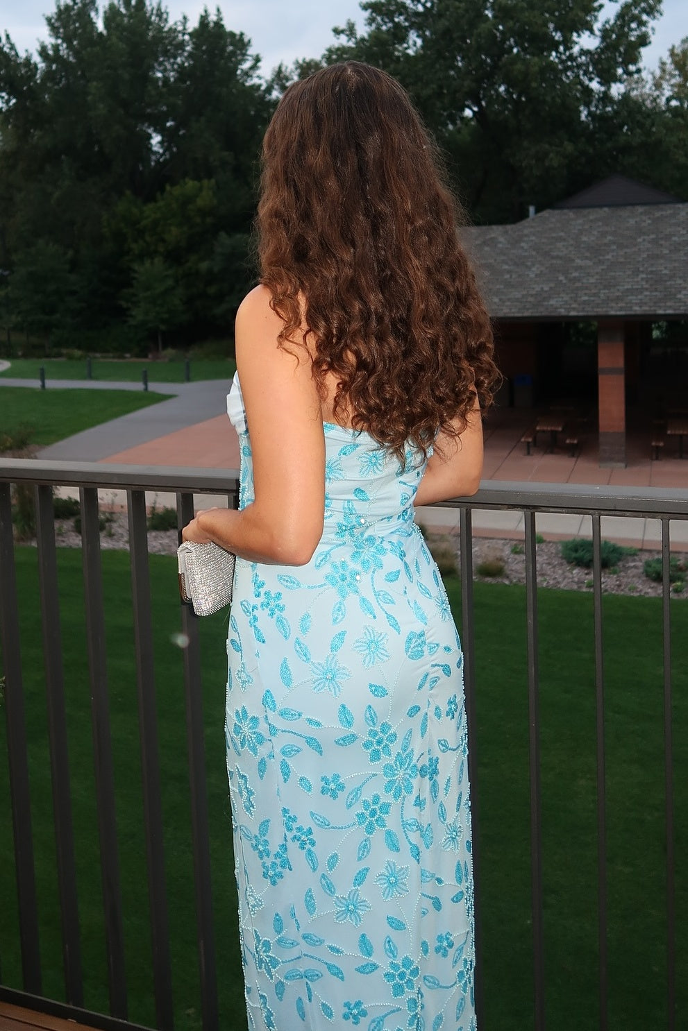 Gorgeous Mermaid Strapless Light Blue Long Prom Dress with Embroidery