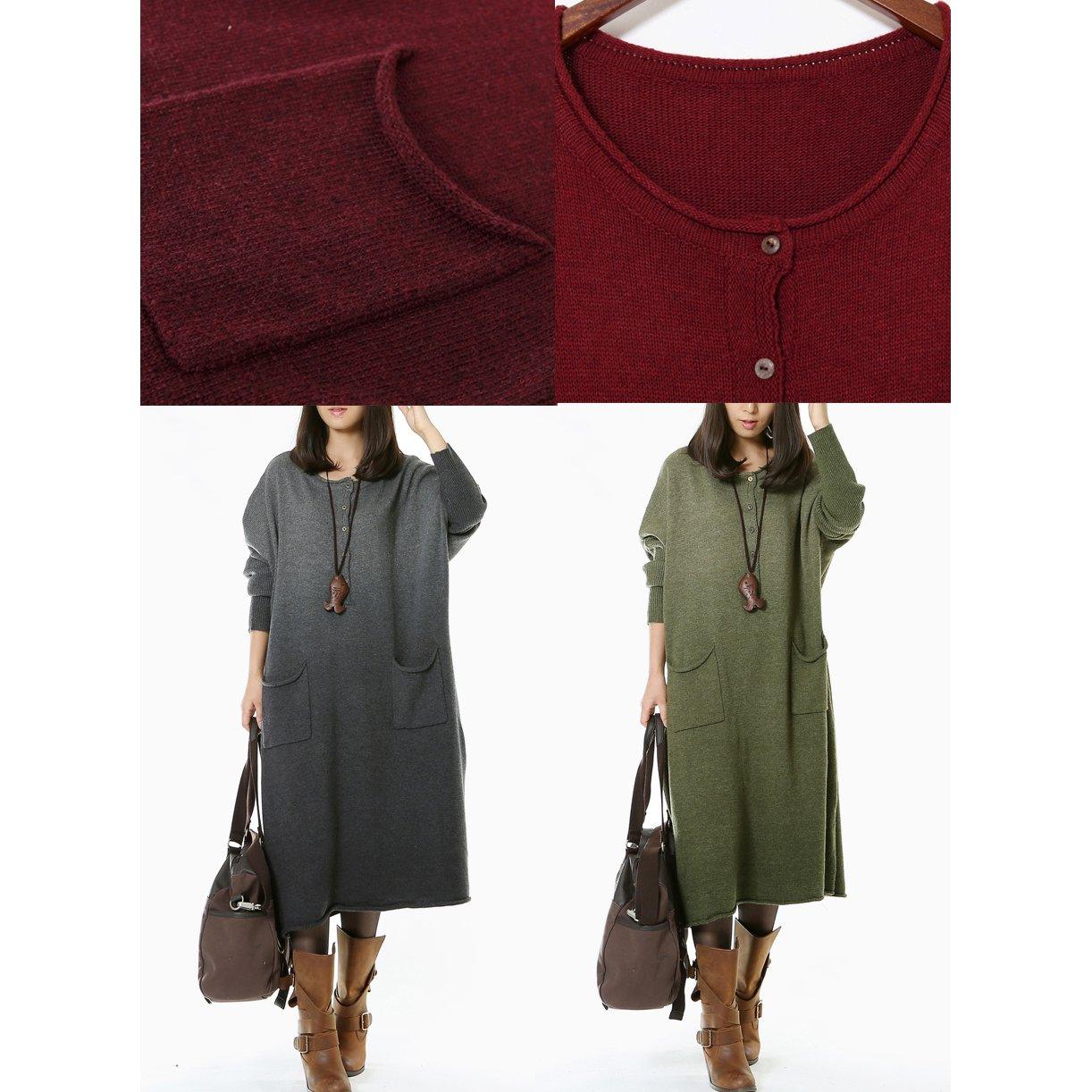 Gradient gray long sweater dresses maxi dress