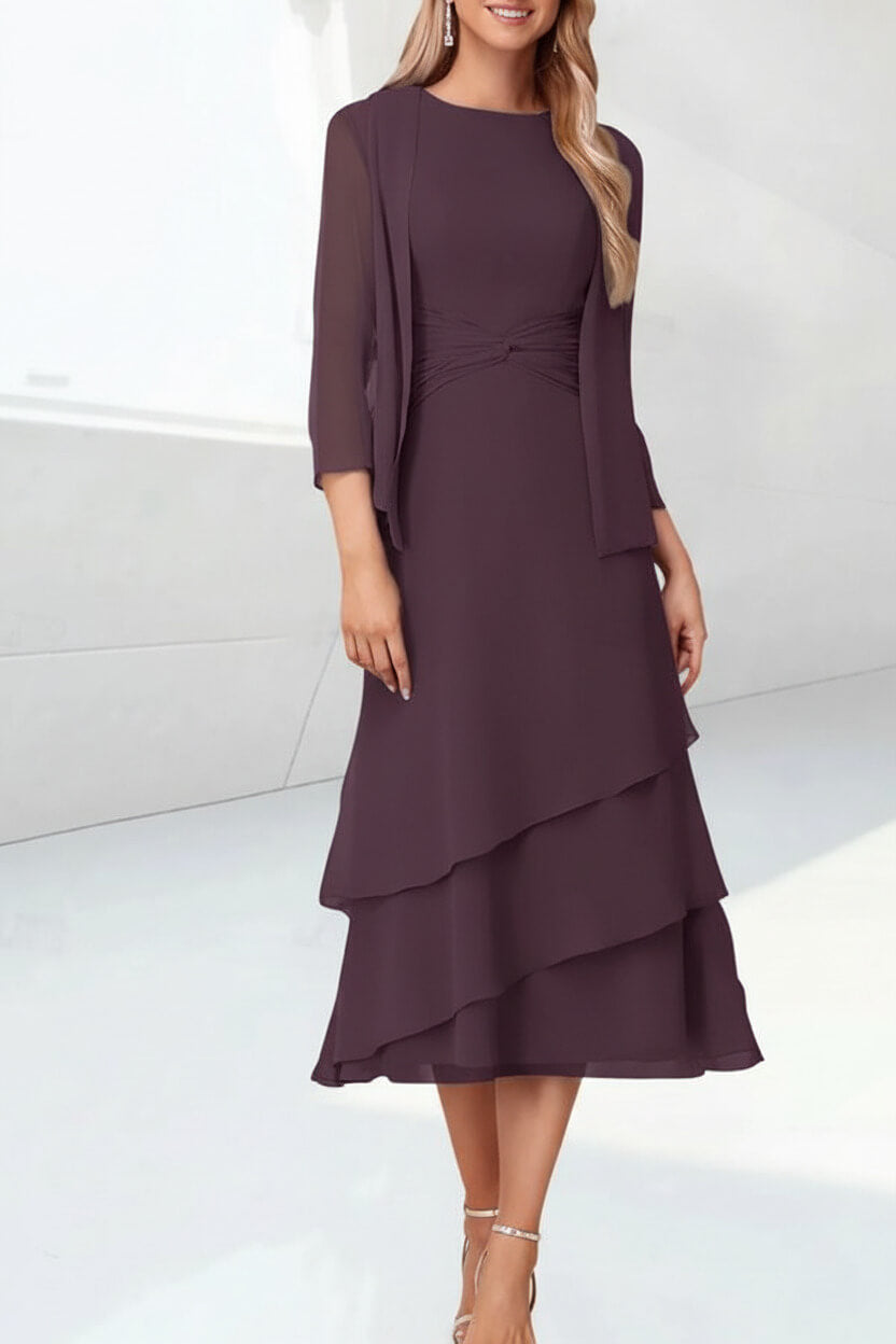 Mint Green Mother of the Bride Dress Chiffon Two Piece Wedding Guest Dress