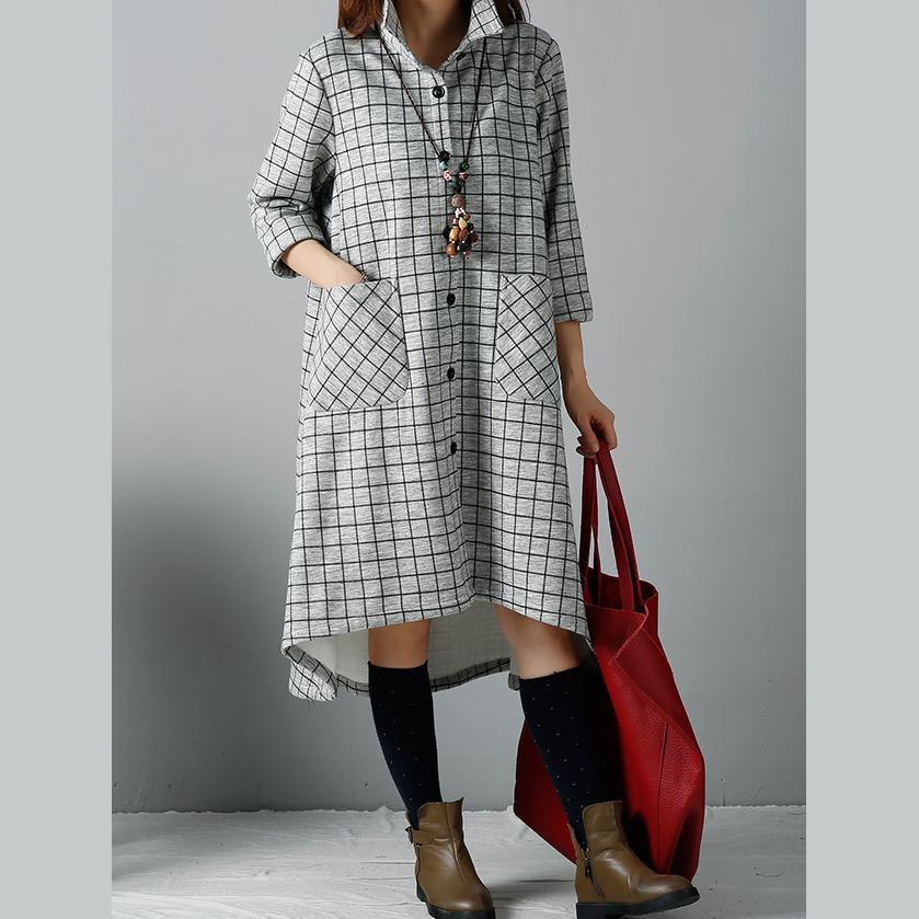 Gray plaid shirt dress long sleeve dresses