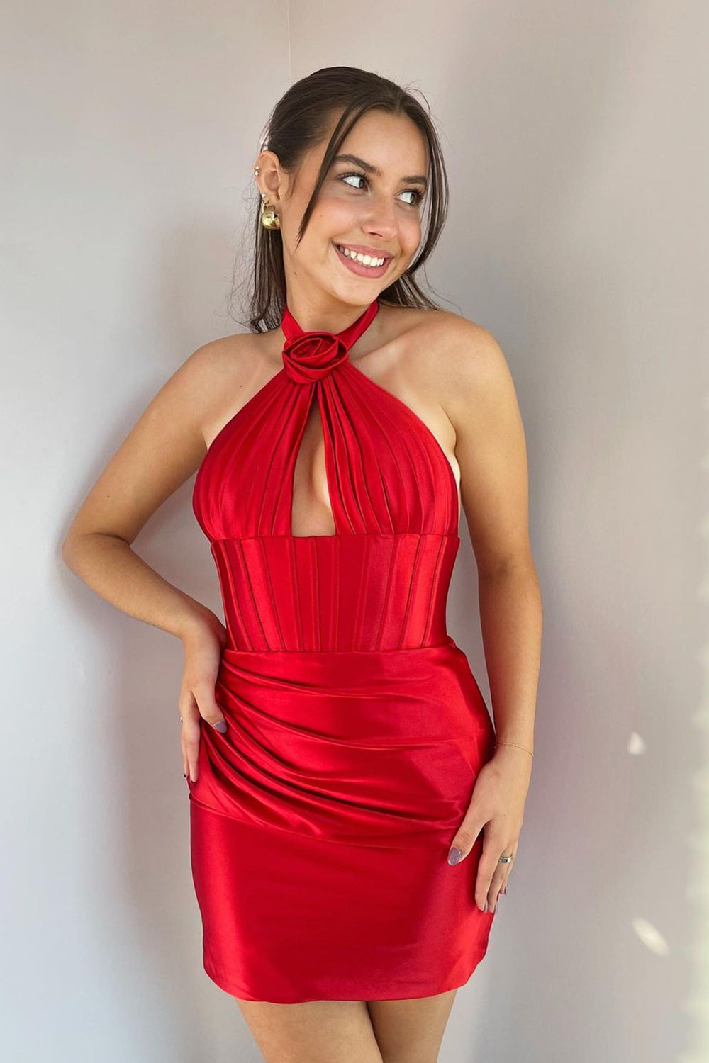 Green Homecoming Dresses Corset Halter Tight Short Cocktail Dresses