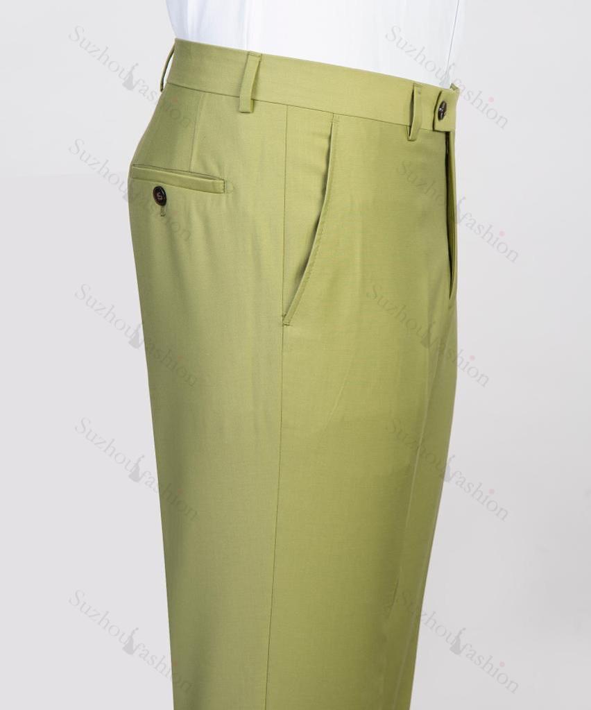 Green Notched Lapel Close Fitting 2 Piece Prom Suit