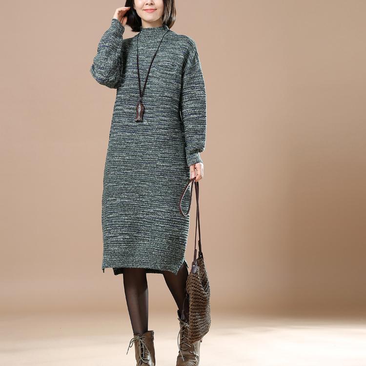 Green women sweaters plus size knit winter dress