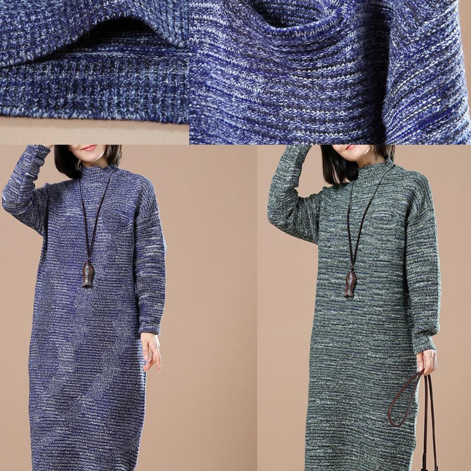 Green women sweaters plus size knit winter dress