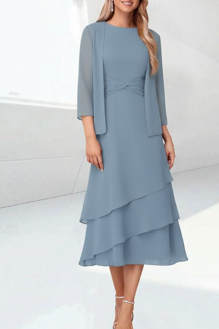Mint Green Mother of the Bride Dress Chiffon Two Piece Wedding Guest Dress