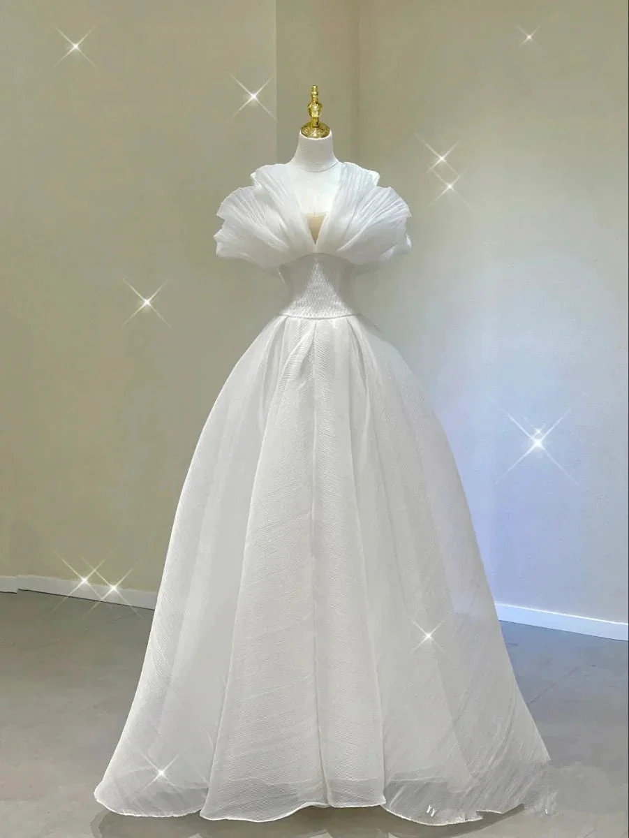 Chic White A-line Wedding Dress,White Bridal Dress (ZD13628)