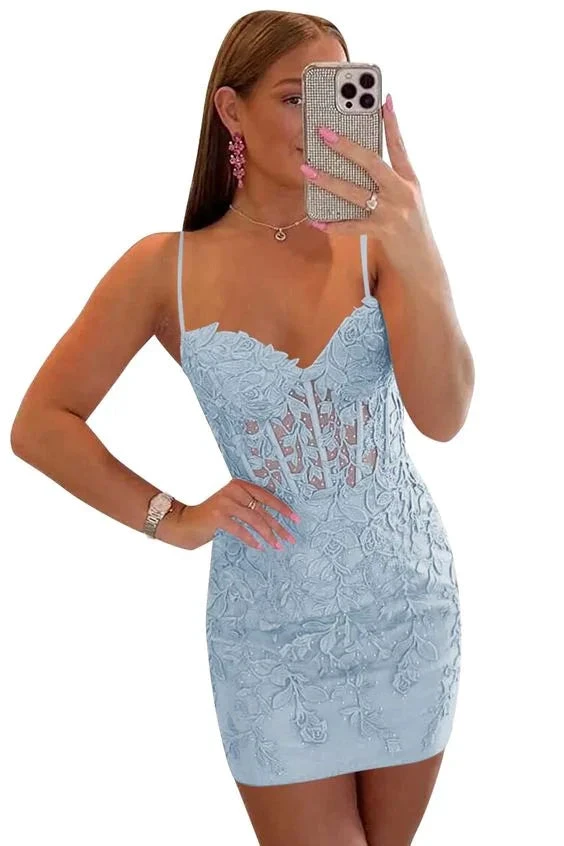 Spaghetti Straps Tight Homecoming Dresses for Teens Y2892 by simplepromdress