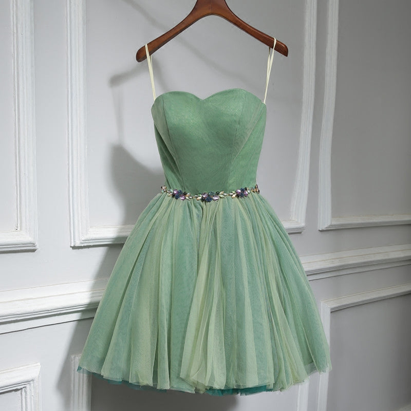 Cute green sweetheart neck homecoming dress - VelvetHem