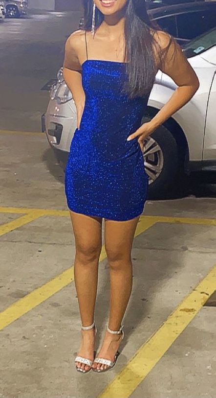 Spaghetti Straps Short Homecoming Dress Royal BLue Party Dress - View 2 | VelvetHem