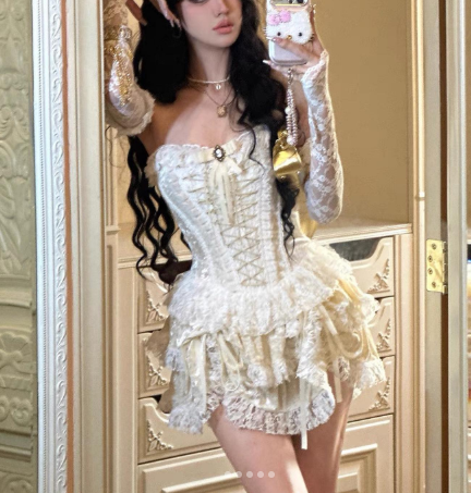 Sweet Sweetheart Neck Light Yellow Lace Layered Short Birthday Dress Formal 8th Grade Homecoming Dress