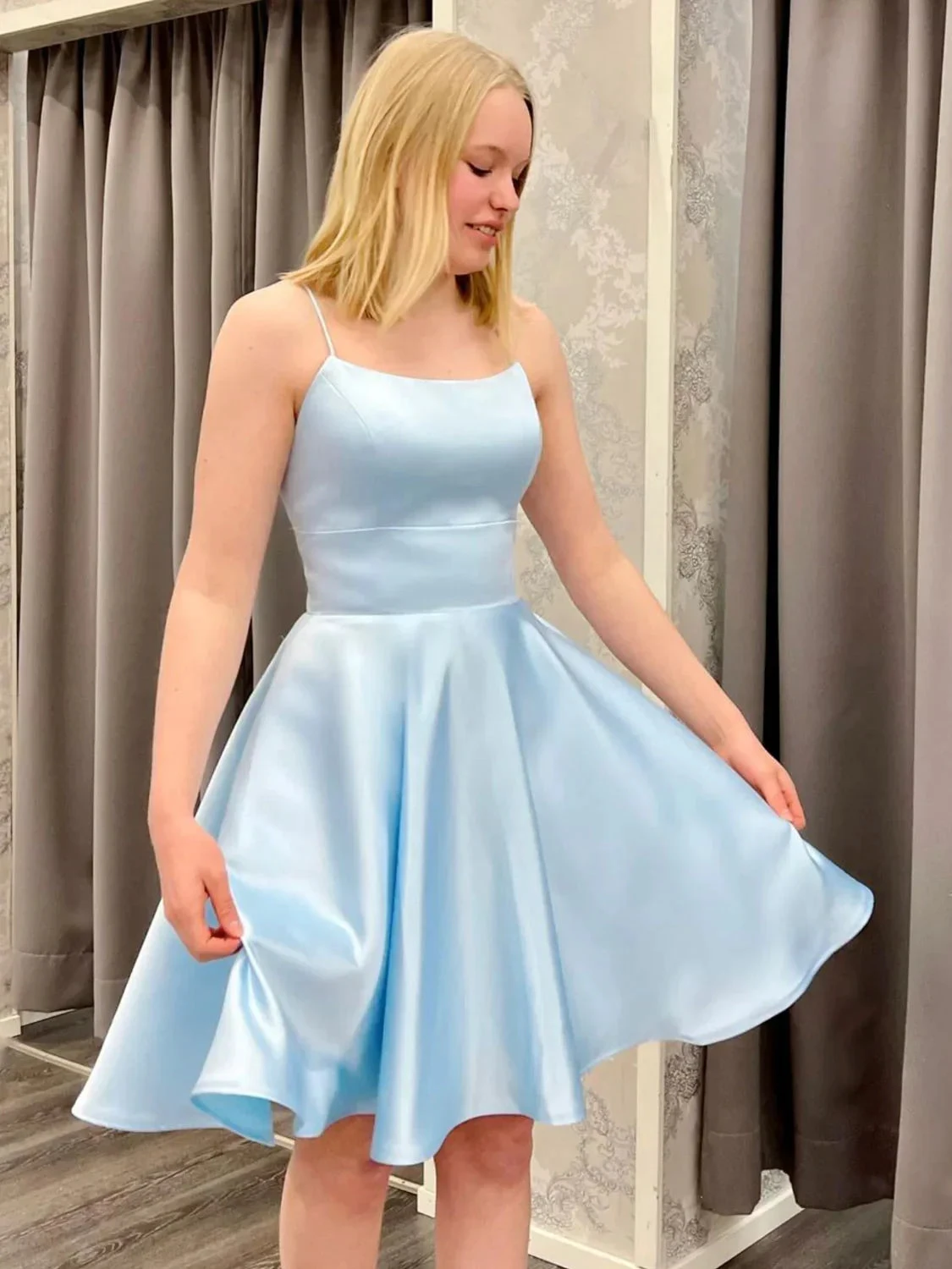 Blue Satin Blue Homecoming Dress 18th Graduation Dress Y3074 by simplepromdress