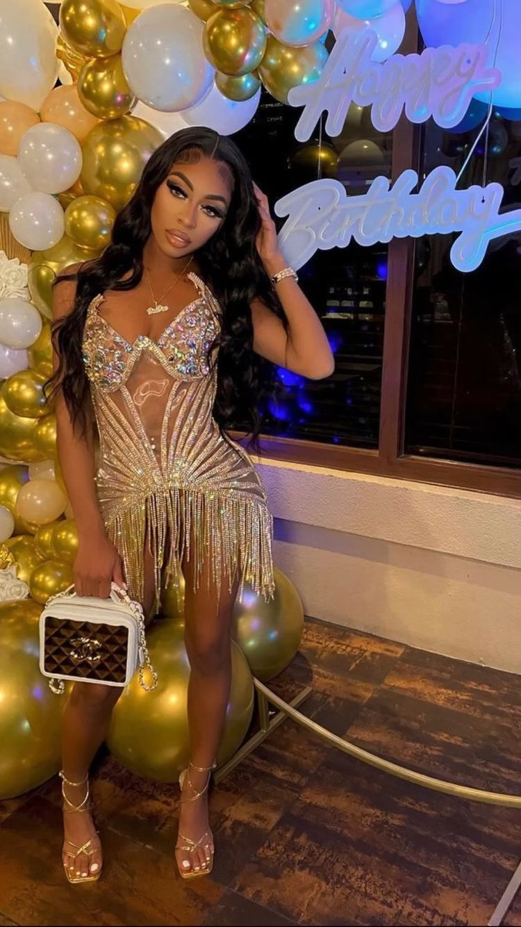 Sparkly 22nd Birthday Party Dress Sexy Homecoming Dress with Tassel Y2329