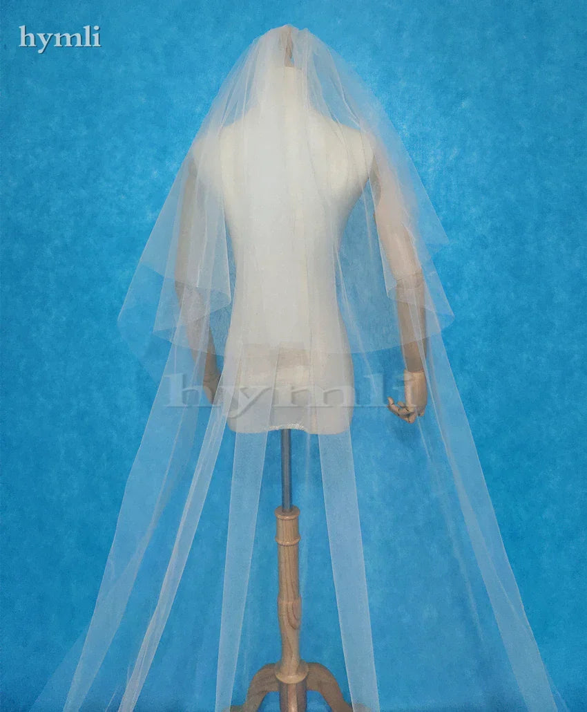 2 Tier Lace Wedding Veil 3 Meters Long Bridal Veil Lace Veil Cathedral Veil with Metal Comb