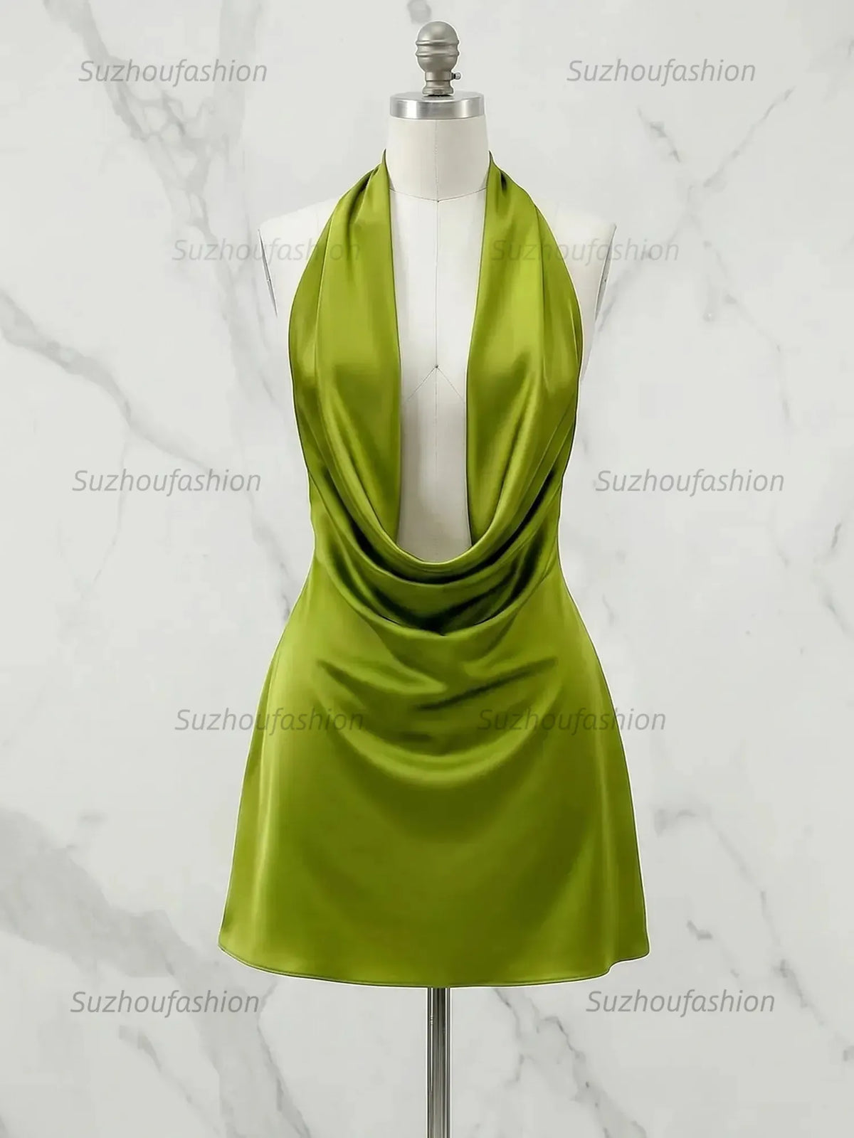 Suzhoufashion Halter Cowl Neck Satin Homecoming Dresses Mini Cocktail Dress