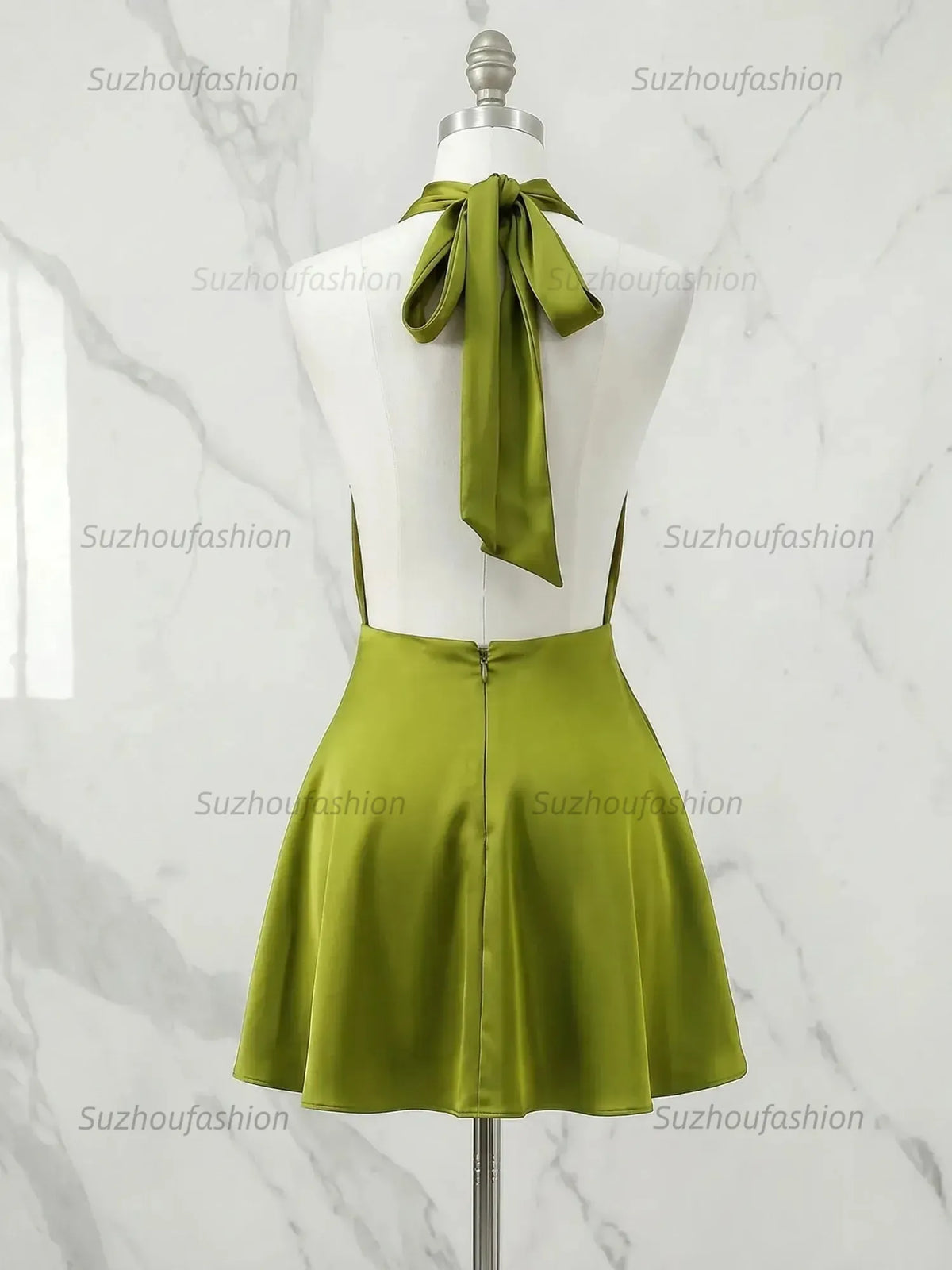 Suzhoufashion Halter Cowl Neck Satin Homecoming Dresses Mini Cocktail Dress