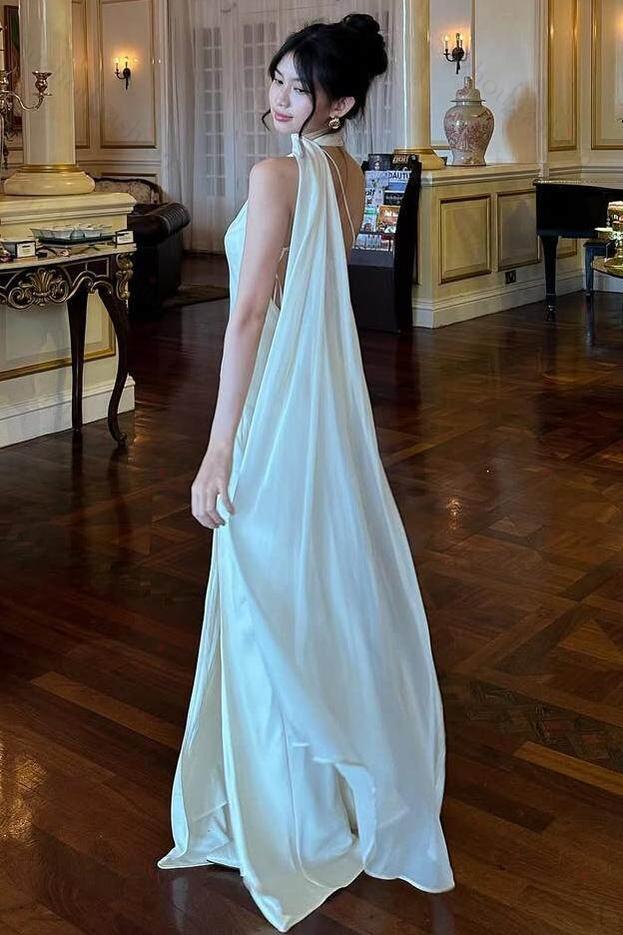 Halter Sleeveless Backless Long Mermaid Evening Formal Dress With Pleated