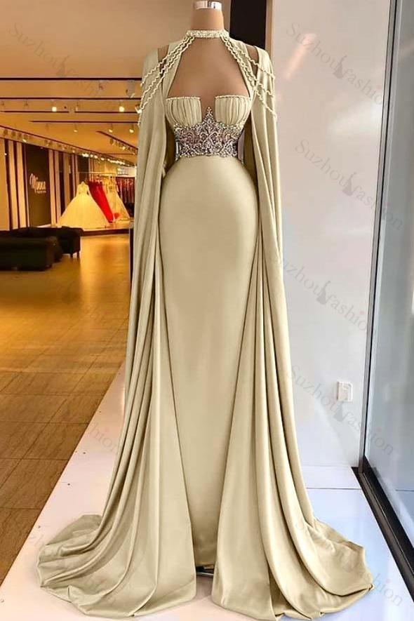 Halter Sleeveless Long Mermaid Evening Formal Dress With Pleated Beading