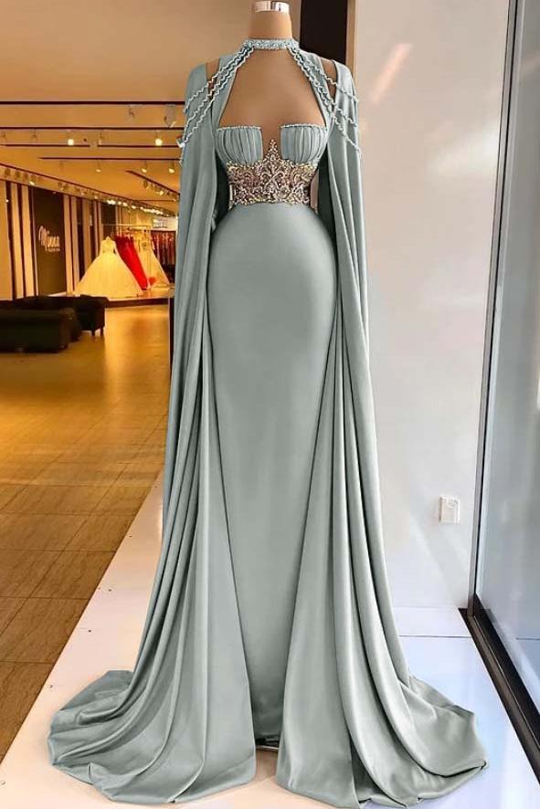Halter Sleeveless Long Mermaid Evening Formal Dress With Pleated Beading