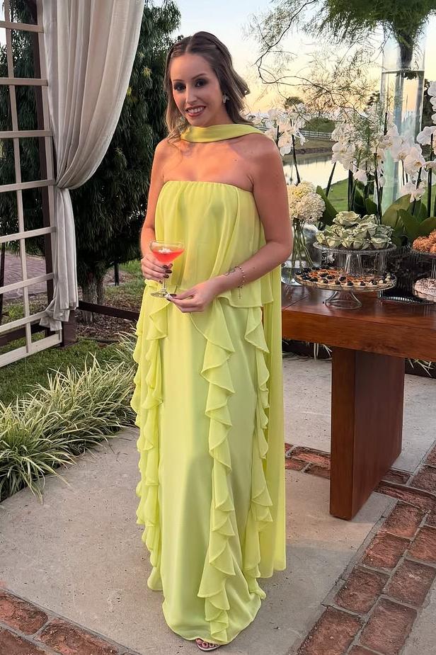 Halter Strapless Sleeveless Long Evening Formal Dress With Ruffled