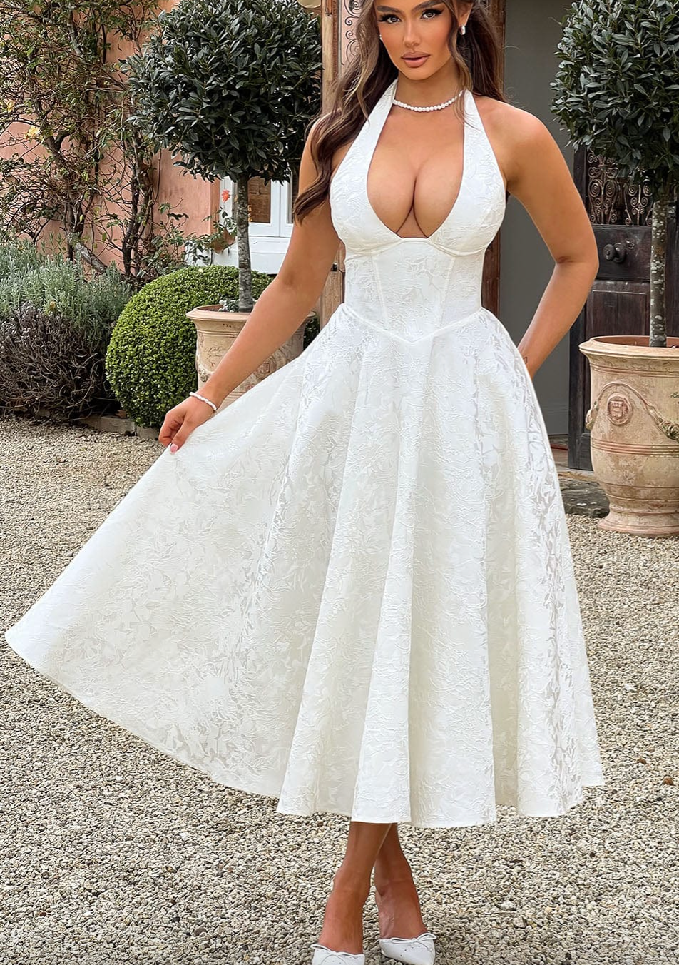 Christina Boutique Smart Midi Dress with a Bull Neck Chic Silhouette Collection