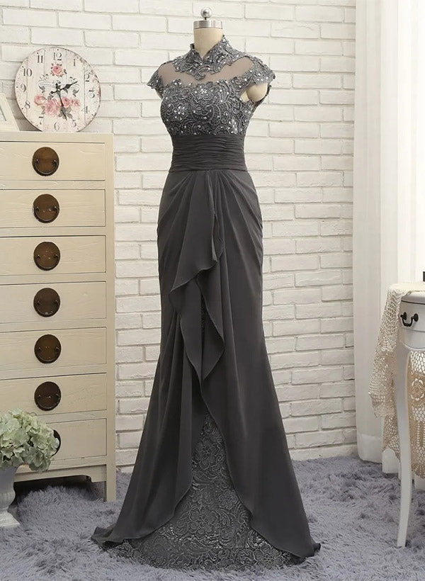 High Neck Long Sheath Column Gowns for the Mother of the Bride