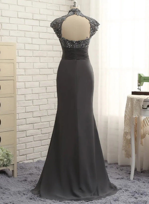 High Neck Long Sheath Column Gowns for the Mother of the Bride