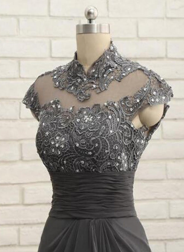 High Neck Long Sheath Column Gowns for the Mother of the Bride