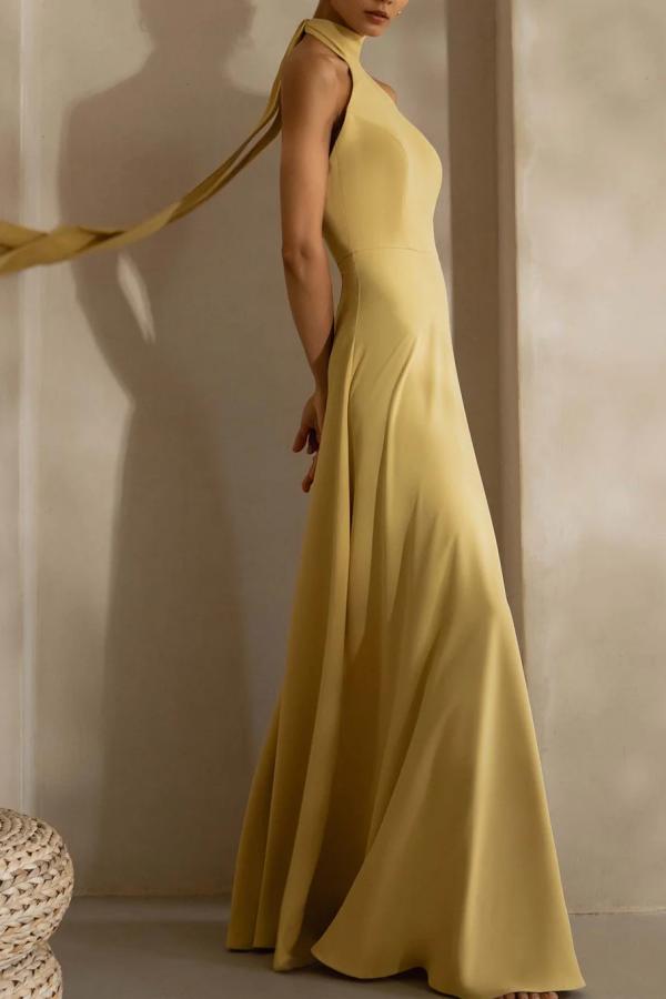 High Neck Halter Prom Dresses Backless Formal Dress