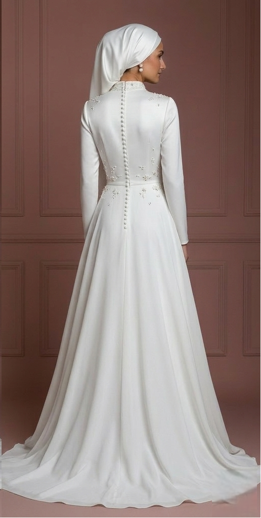 Hijab Bridal Gown For Beach Wedding Dress Modest Style Muslim